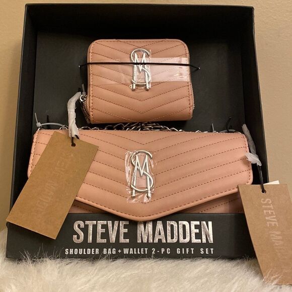 NWT Steve Madden Shoulder Bag w/Matching Wallet - Blush Pink - 2pc Gift Set - Picture 1 of 9